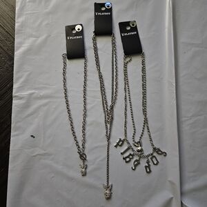Silver Necklace Set with Initial Charms